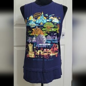 Disney Parks Exclusive Walt Disney World Zip Tank Top Women's Graphic Tunic Sz S